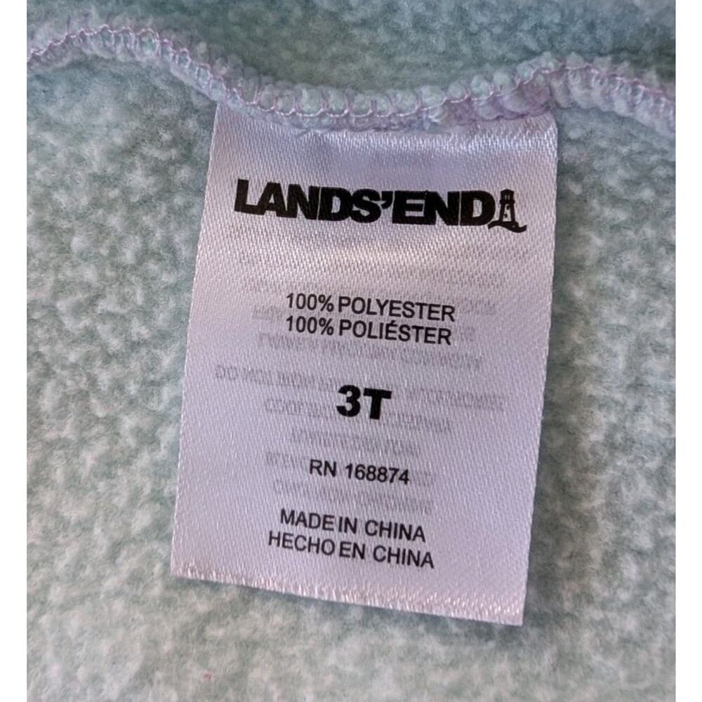 Lands' End Toddler Kids Full Zip Fleece Hooded Jacket Colorblock Mint Purple 3T - Picture 3 of 5